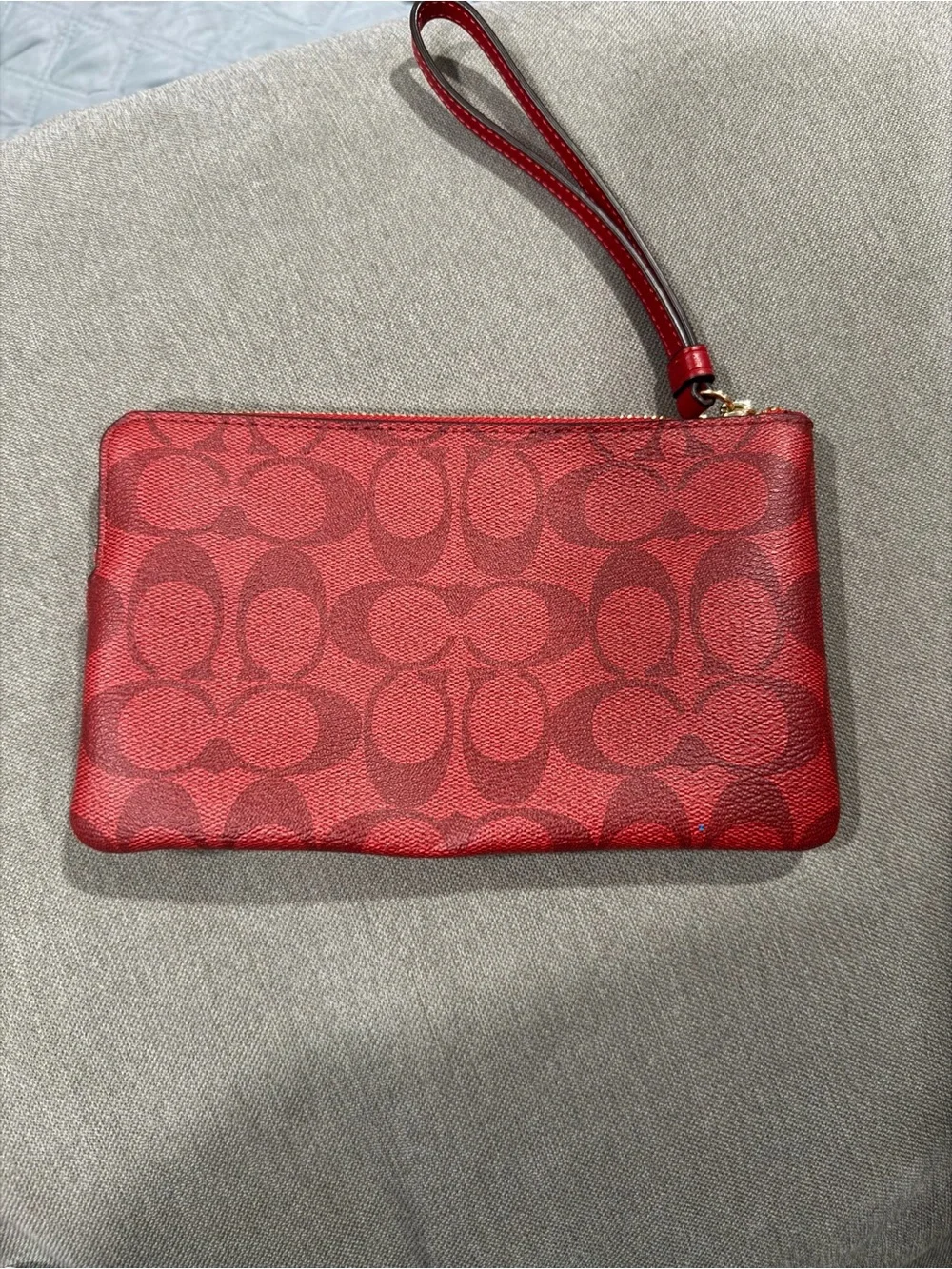 COACH Red Signature Wristlet with Gold Logo